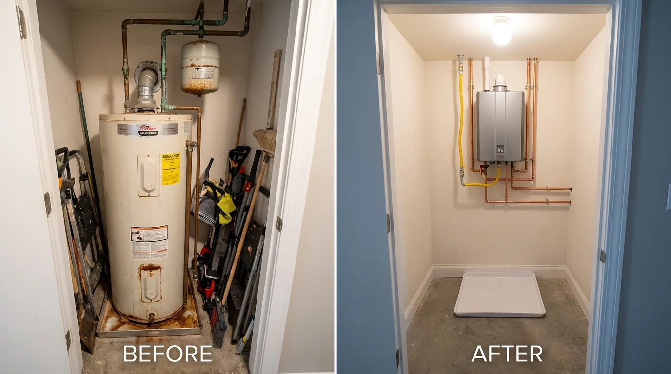 Tank water heater versus wall-mounted tankless unit comparison for Burns, OR homeowners